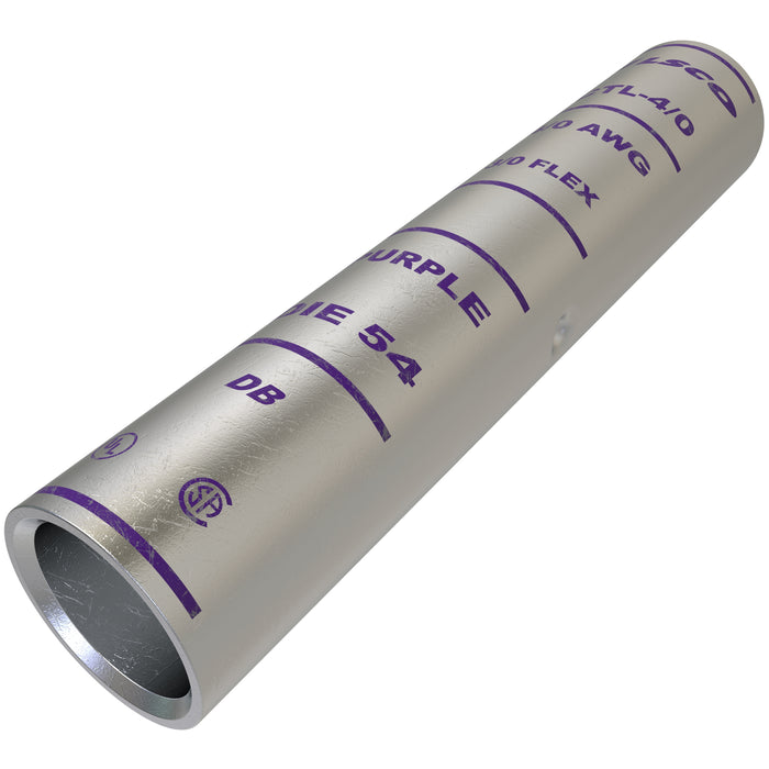 ILSCO CTL-4/0-EC Surecrimp Copper Compression Sleeve, Conductor Size 4, Long Barrel, Tin Plated, UL, CSA, 1/bag