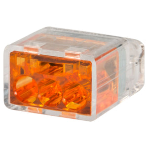 King Innovation 67215 Contractor's Choice 3-Port Push-in Wire Connector, Orange; 100/Box