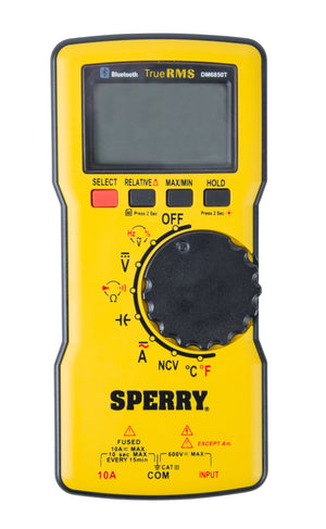 Sperry Instruments DM6850T Digital Multimeter, Thin, TRMS, Bluetooth, Autorange
