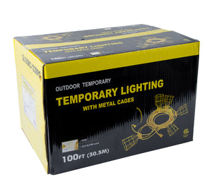 Bergen Industries GL100MC123MPC Temp Light String,12/3, 100ft, 15A Male & Female, Metal Cage