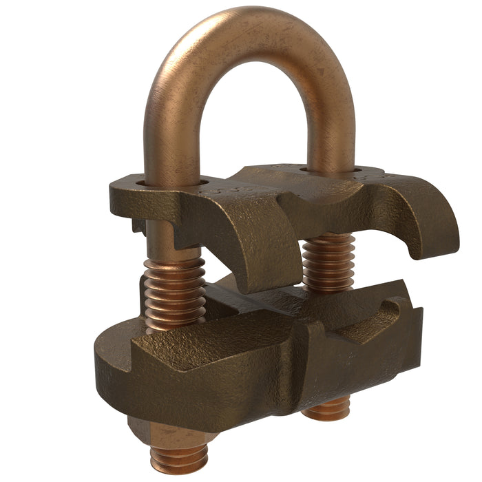 ILSCO GPL-6-EC Permaground Copper U-Bolt Ground Clamp, Conductor Range 250-2/0 Sol, Pipe Size 3/8in, Ground Rod Sizes 5/8 to 3/4in, Rebar Size #6, UL, CSA, 1/bag