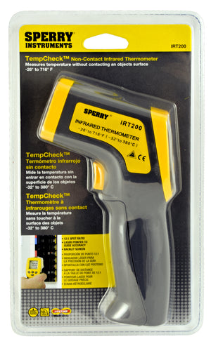 Sperry Instruments IRT200 Temp Check Gun Style Infrared Thermometer, 12:1 Distance to Spot Ratio