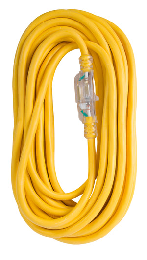 Bergen Industries OC100123LT Extension Cord 100ft  SJTW Yellow  12/3  Lighted End