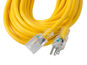 Bergen Industries OC25123LT Extension Cord 25ft  SJTW Yellow  12/3  Lighted End