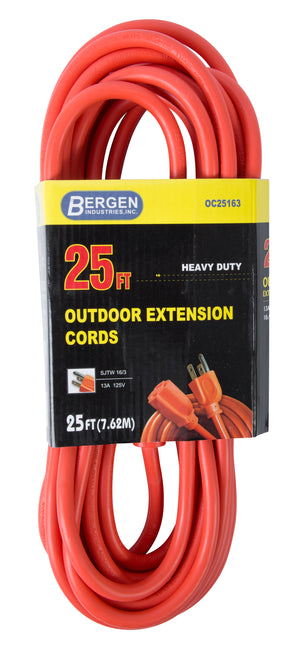 Bergen Industries OC25163 Extension Cord 25ft  SJTW Orange 16/3