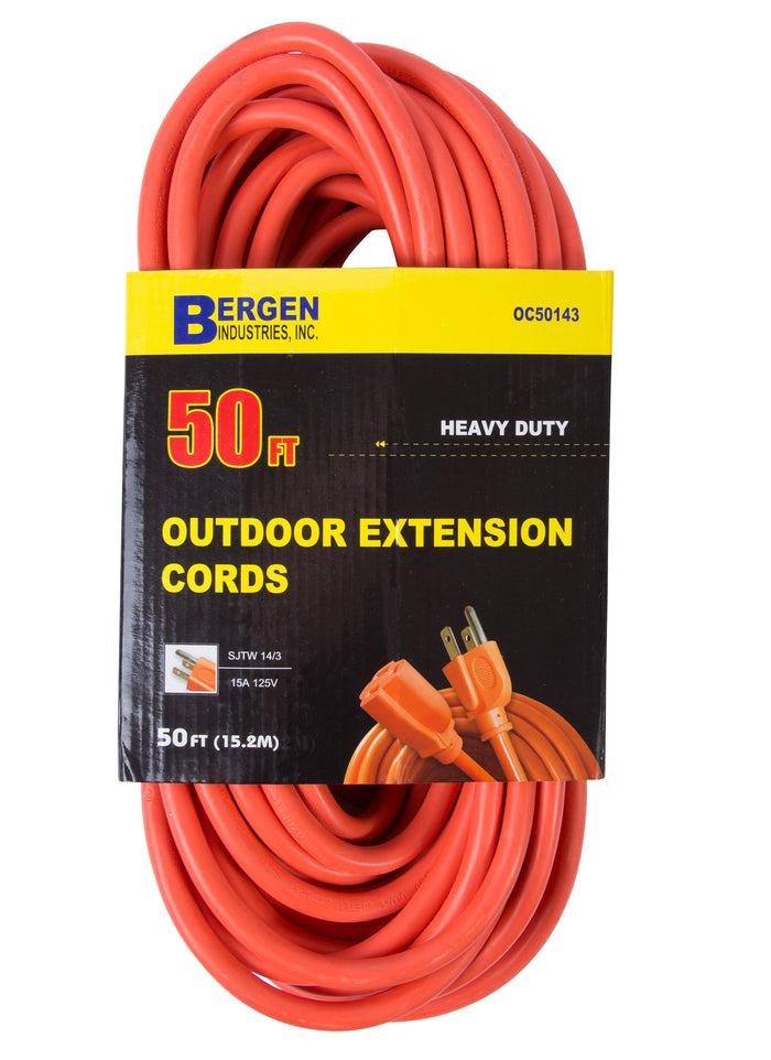 Bergen Industries OC50143 Extension Cord 50ft  SJTW Orange 14/3